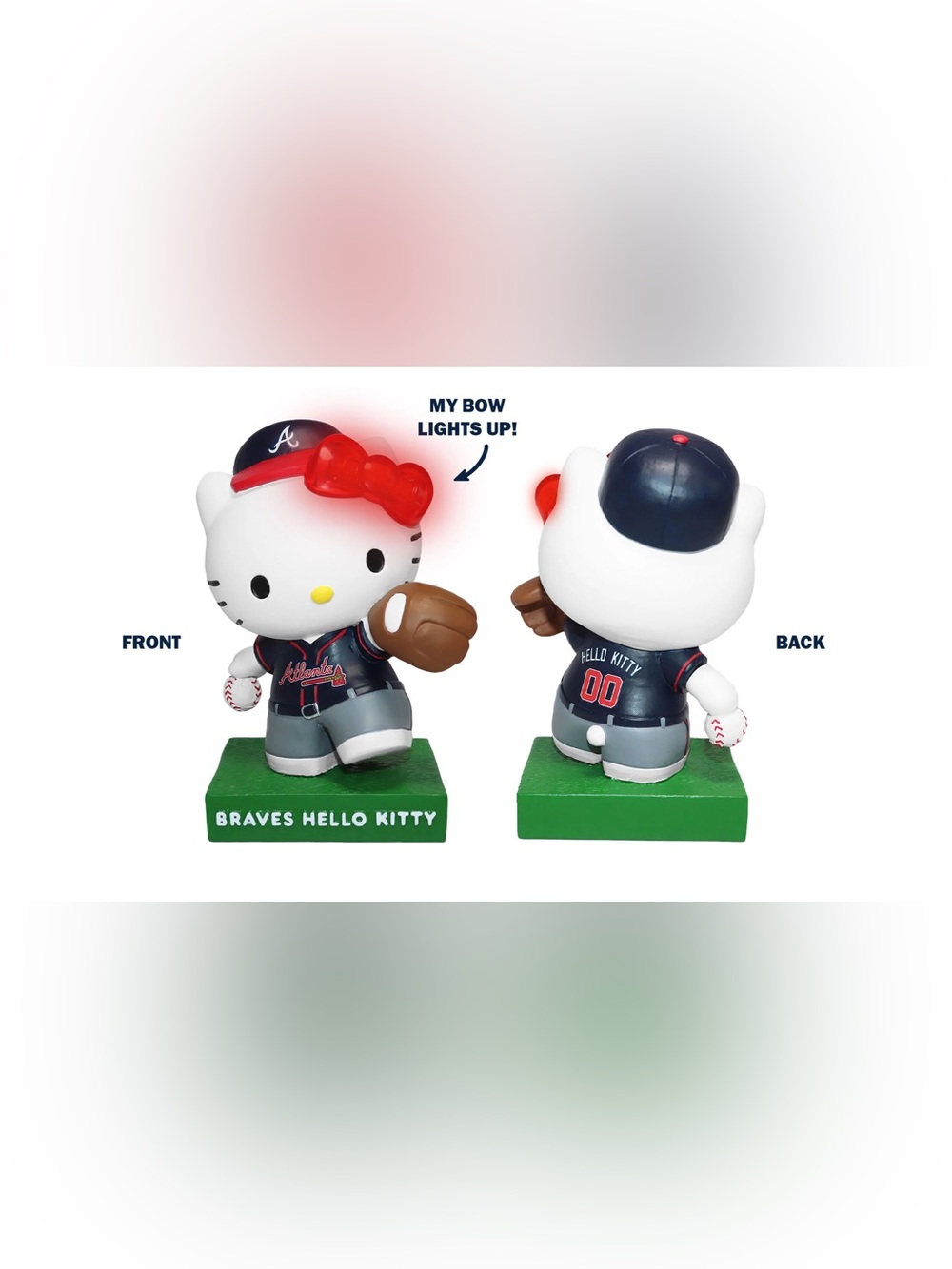 Atlanta Braves Hello Kitty Light Up Figurine NIB Sanrio MLB Collectible - Picture 4 of 4